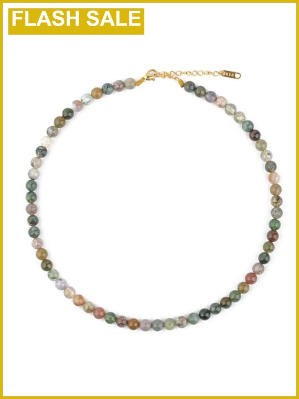 KIKILA Semi Precious Stone Beaded Choker Necklace 18K Gold Plated Natural Stone